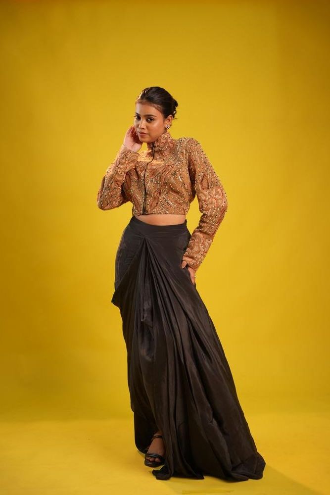 Golden-Black Co-ord Set